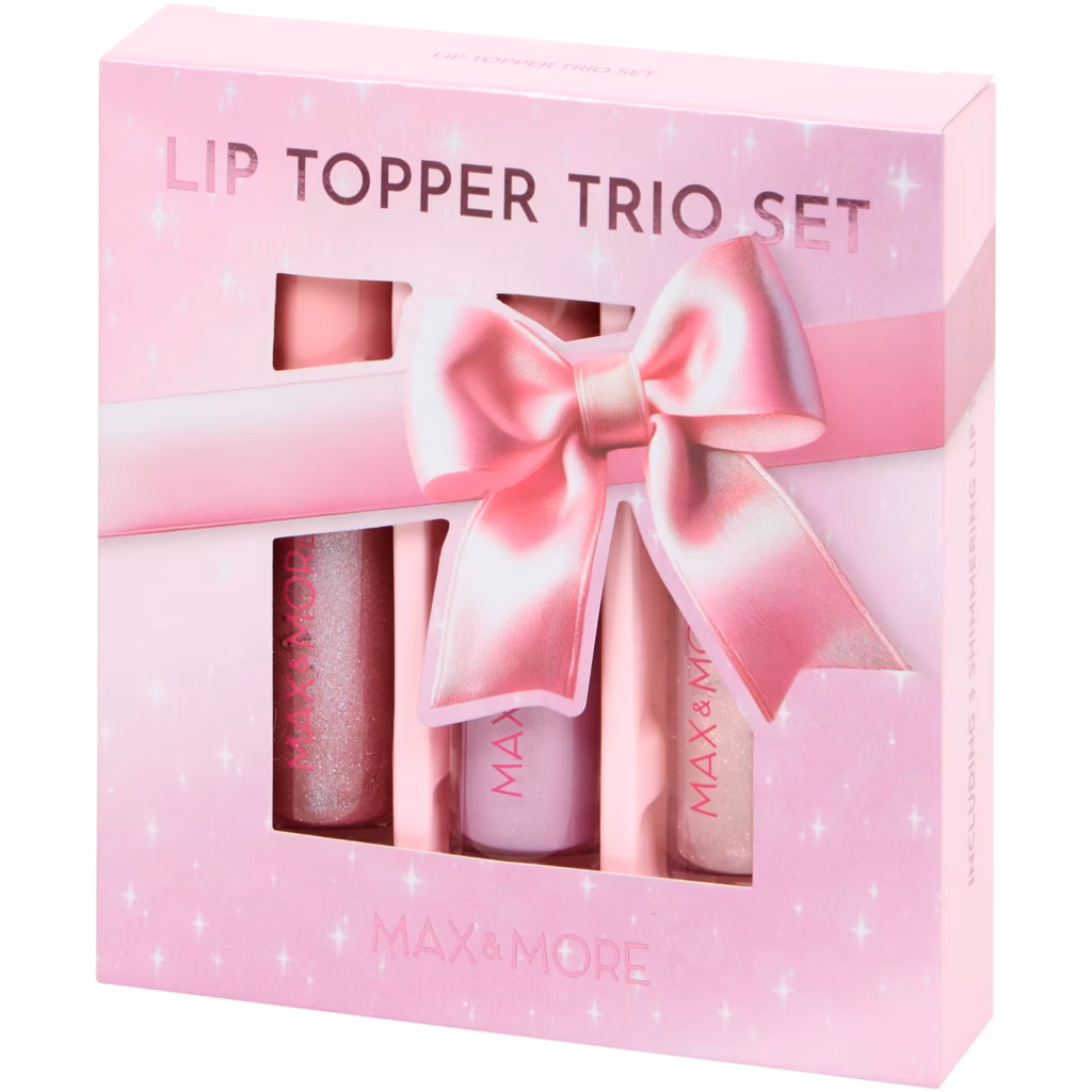 Max & More – Coffret « Lip Topper Trio » (3 Gloss Brillants & Pailletés)