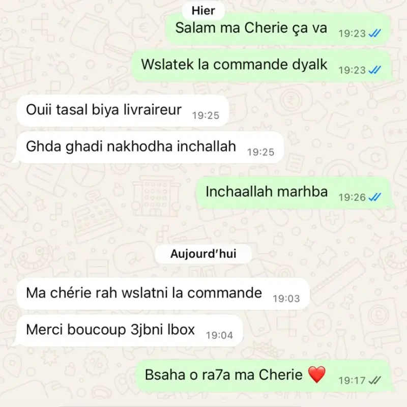 Avis cliente WhatsApp